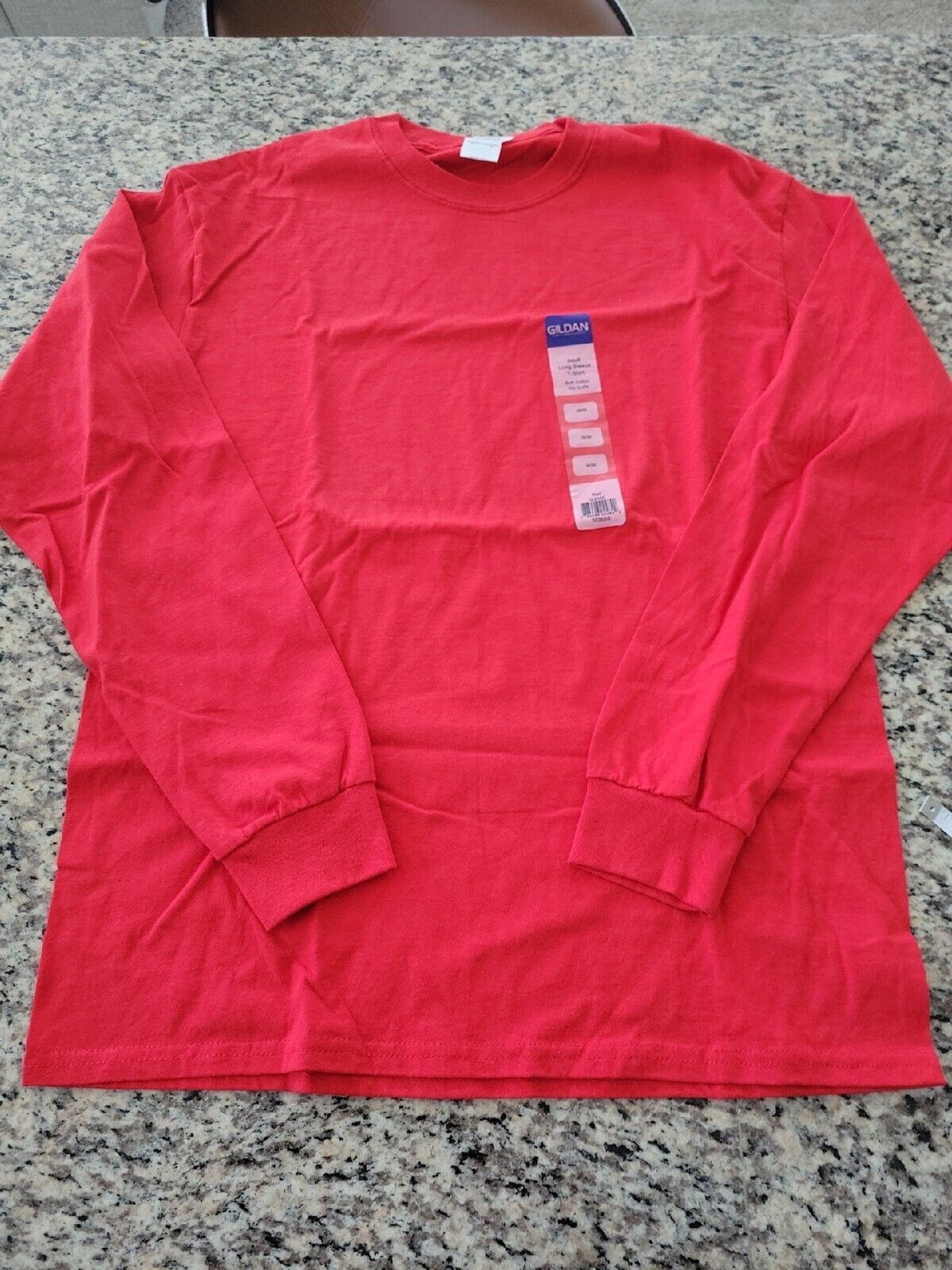 Gildan Ultra Cotton Mens Crewneck Long Sleeve T-Shirt Med 2400 Red