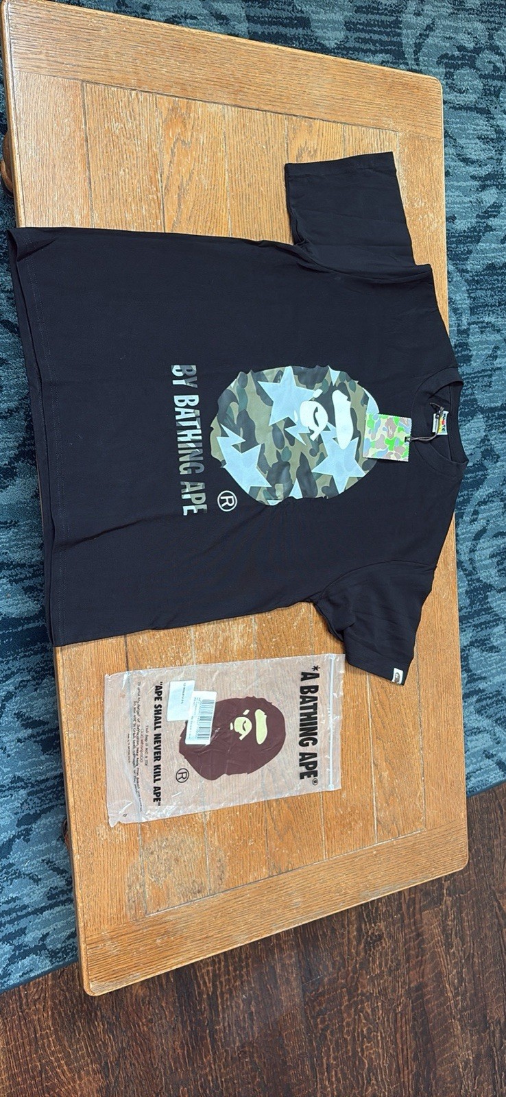 A Bathing Ape BAPE Men’s Black Graphic Logo Crew Neck Short Sleeve T-Shirt L