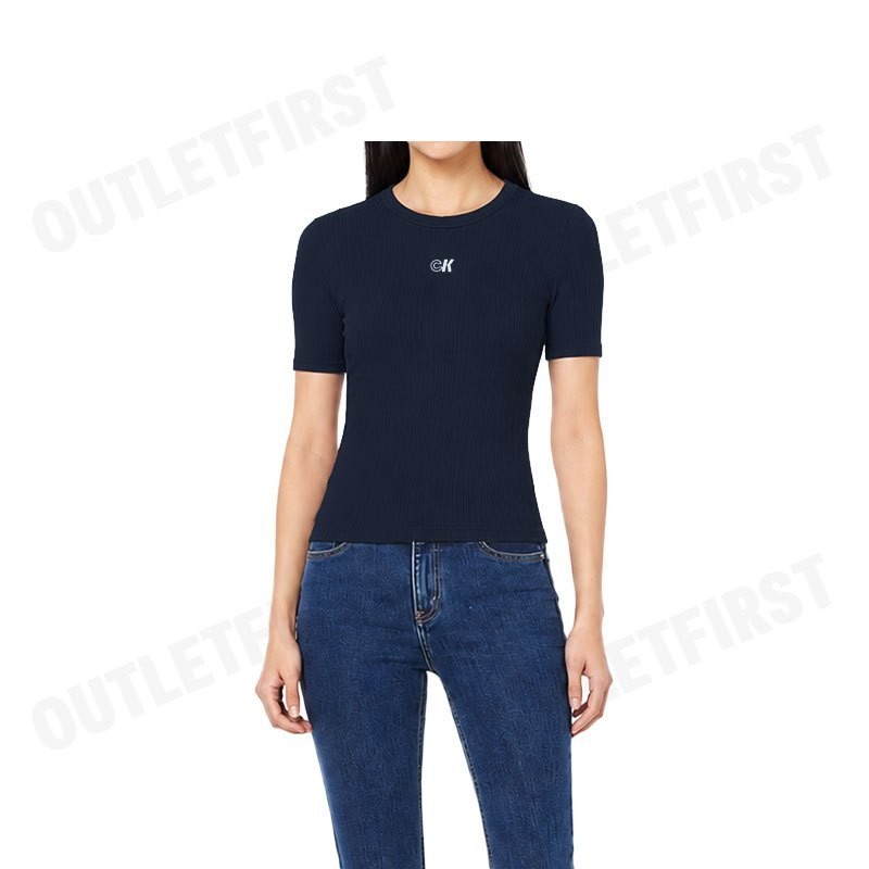 CALVIN KLEIN MODAL STRETCH MONOGRAM LOGO GRAPHIC SLIM T-SHIRT COLOR NAVY CODE: