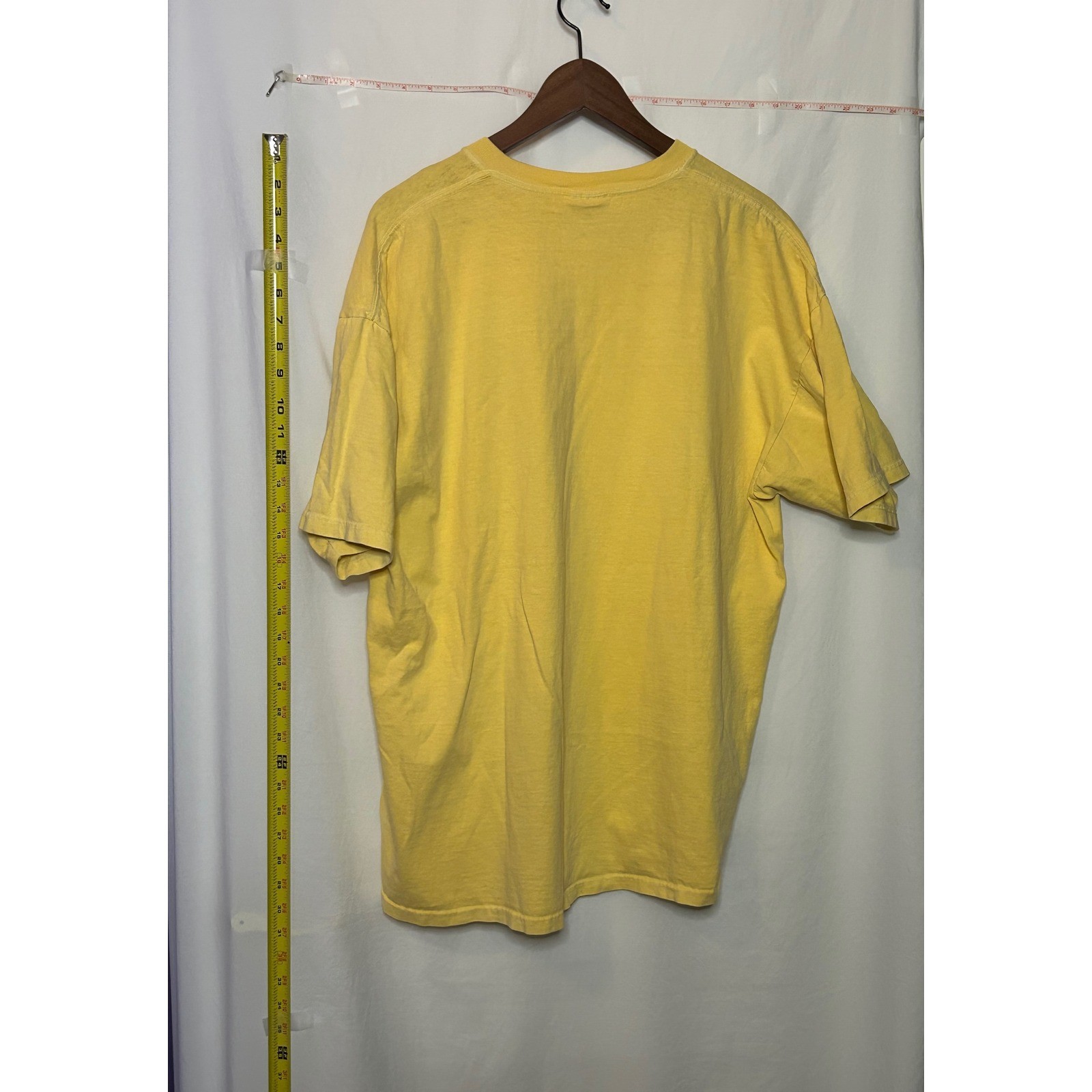 Anvil Authentic Element Garment Washed T Shirt Mens XL Yellow Cotton Pre Shrunk