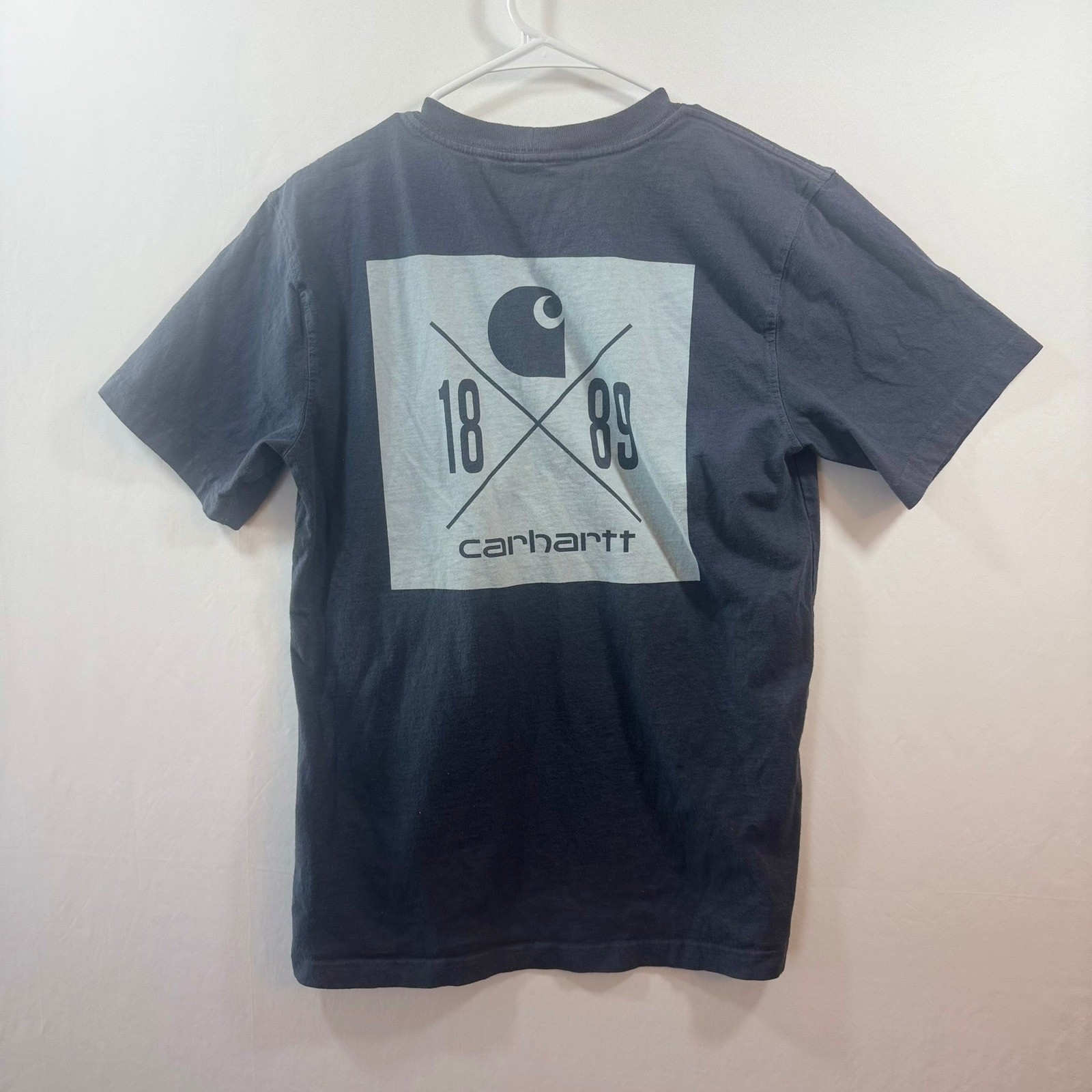 Carhartt Mens Relaxed Fit Pocket T-Shirt Navy Blue Graphic 1889 TK6148-M Small