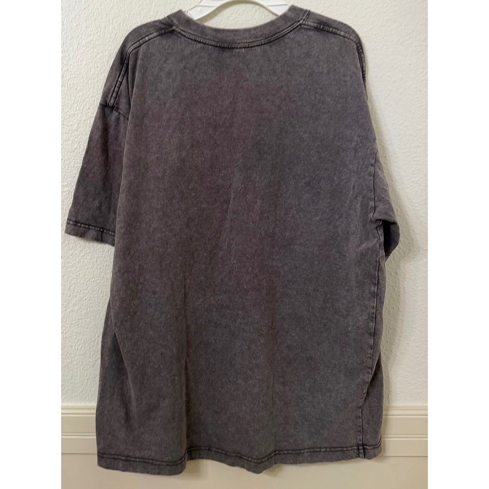 SHEIN Gray Acid Wash Graphic Tee Oversized Rose Halo Streetwear T-Shirt Large