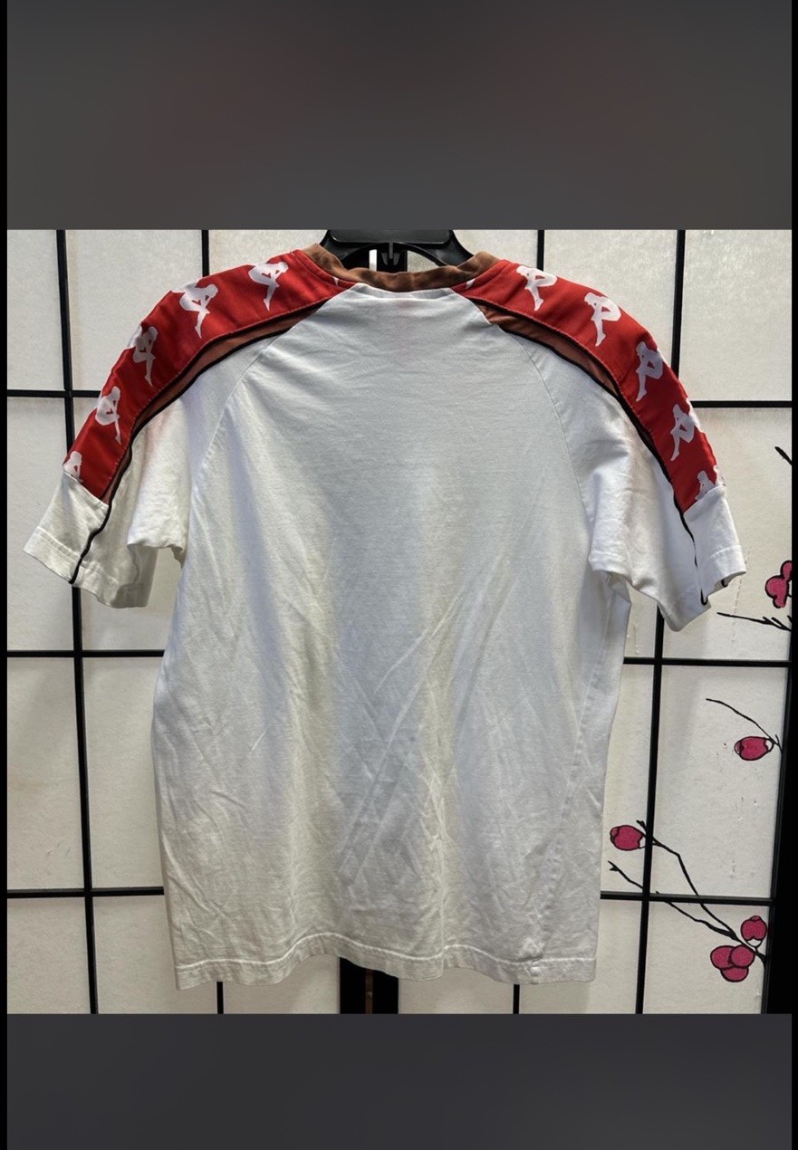 Kappa White Red Cotton Men’s Short Sleeve T-Shirt Logo Contrasting Trim
