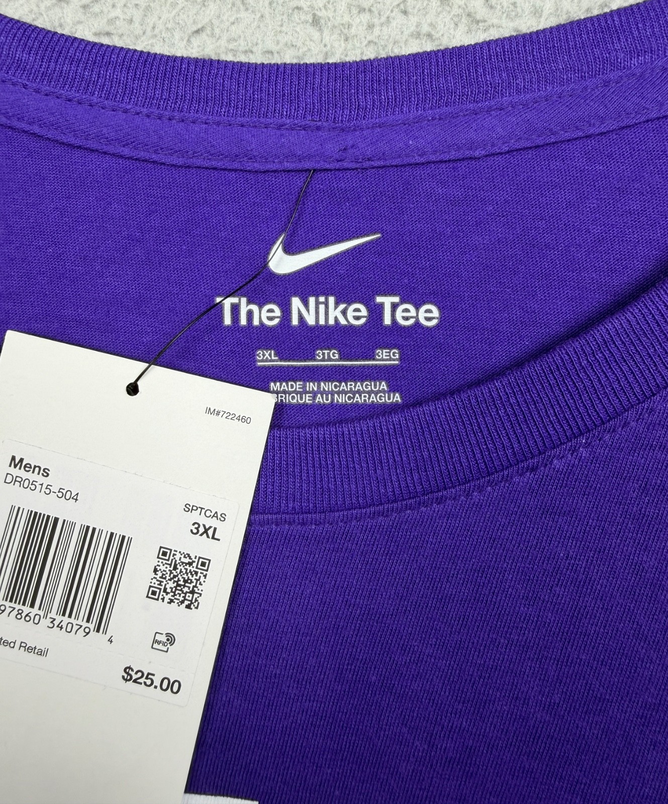 Nike T Shirt Men’s 3XL Purple Swoosh Short Sleeve Crew Neck NWT