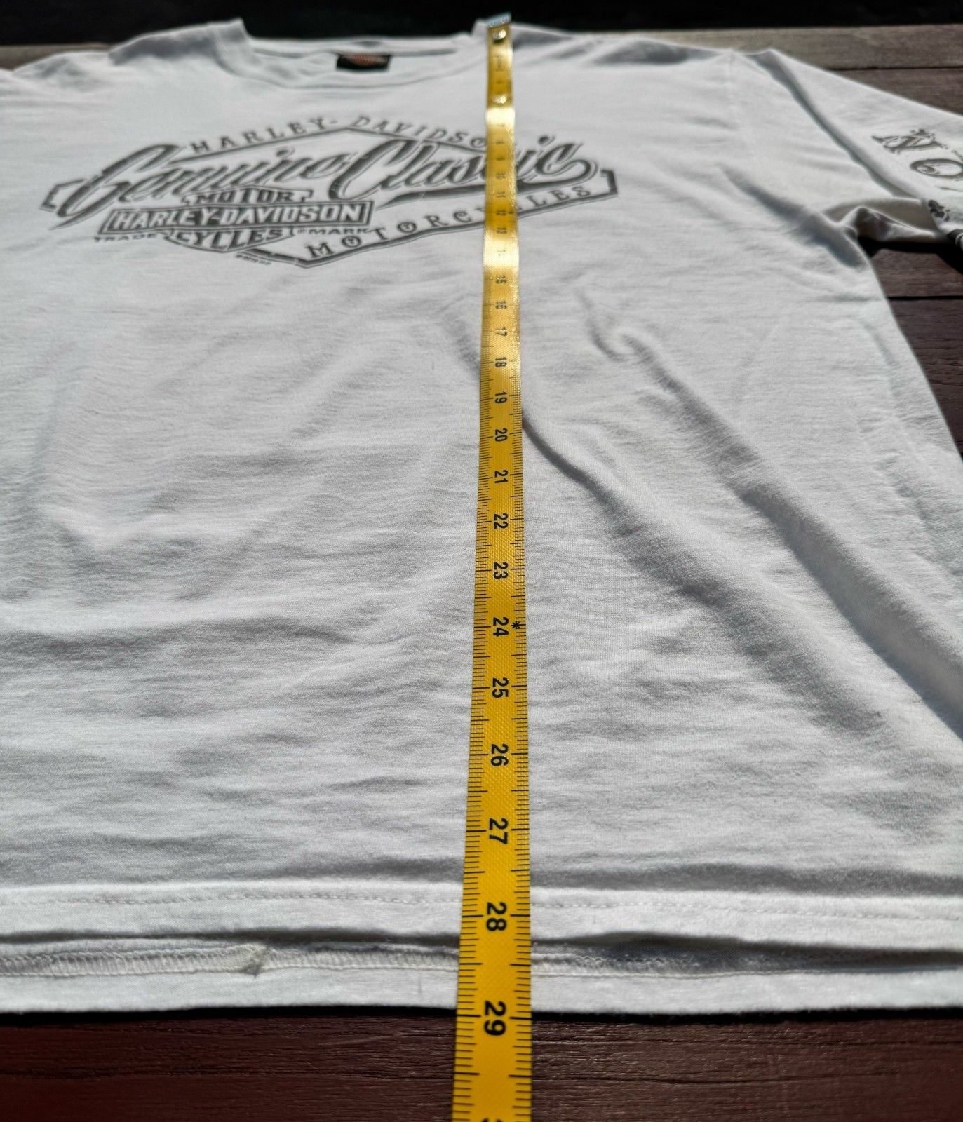 Harley Davidson Oakland CA Long Sleeve Shirt Mens XL White Spell Out Sleeve Bike