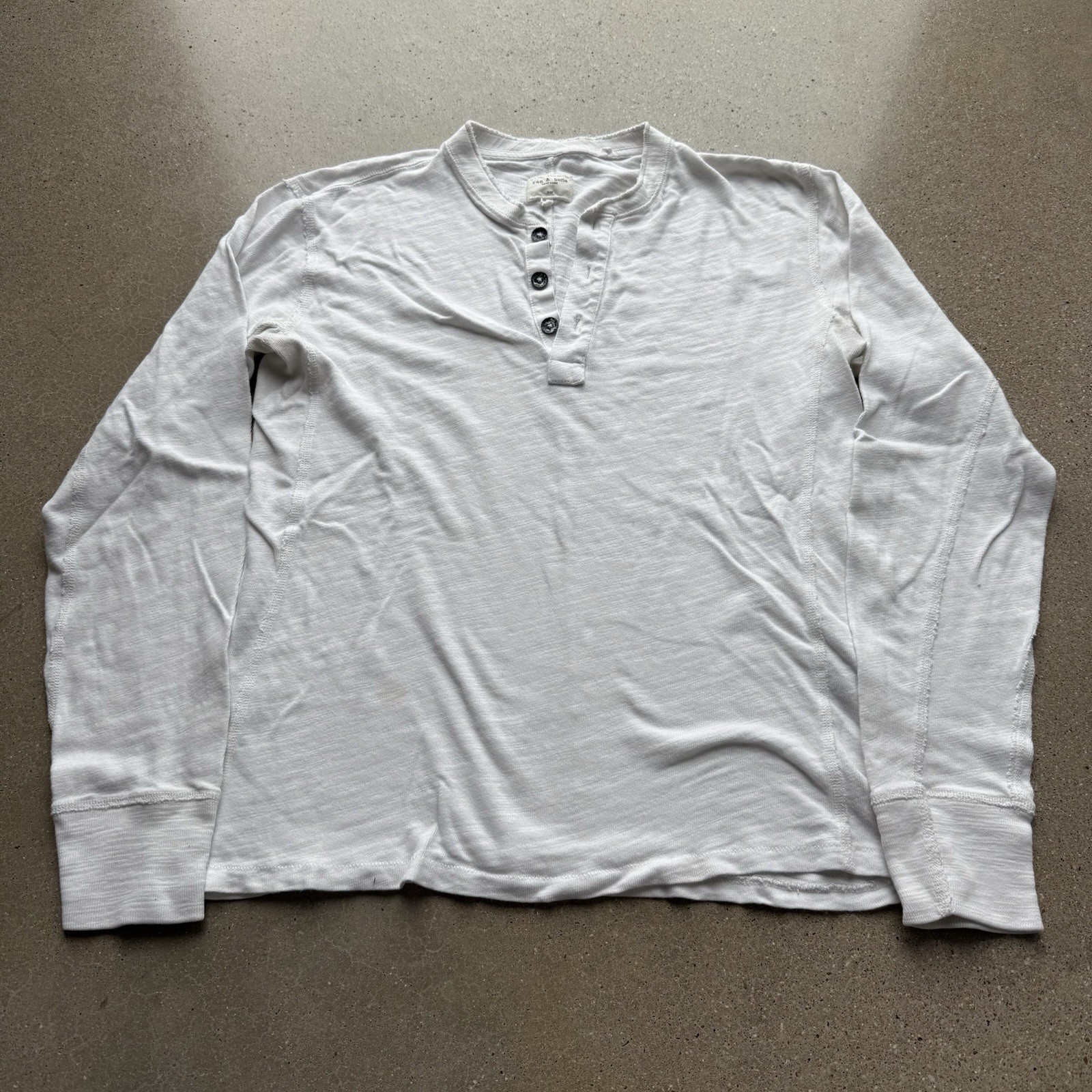 Rag & Bone Classic Henley Shirt Mens Size Small White Peruvian Cotton