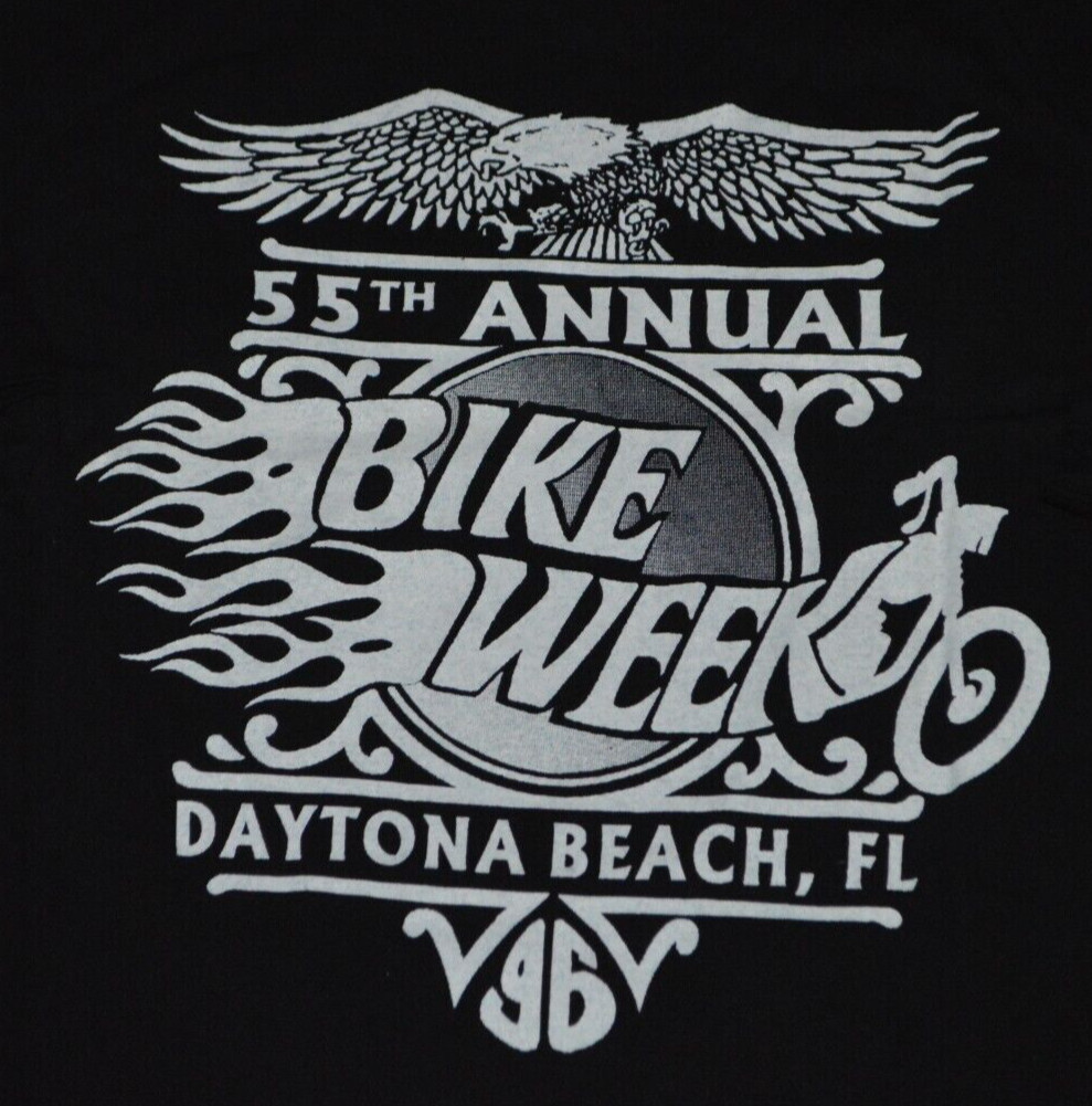 Vtg 1996 Daytona Beach Florida Bike Week 2-Sided Shirt Eagle Ryder Sports.
