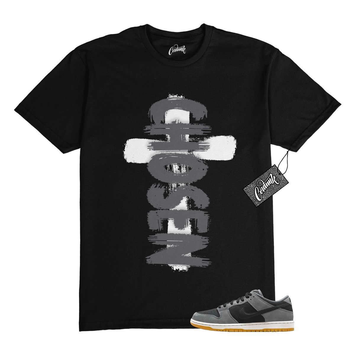 SB Dunk Dark Smoke Grey Black Low White T Shirt to Match CHOSEN