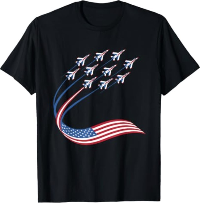 American Patriotic Fighter Jets USA Flag 4th of July T-Shirt