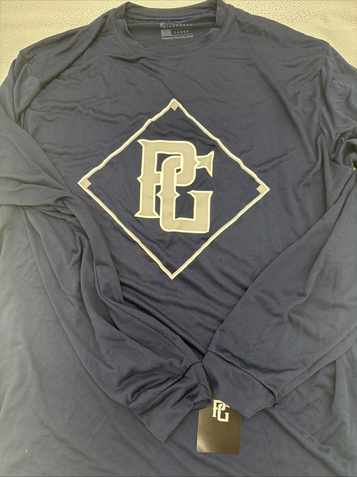 Men’s Sz L Perfect Game Baseball Navy Blue Long Sleeve Shirt PG