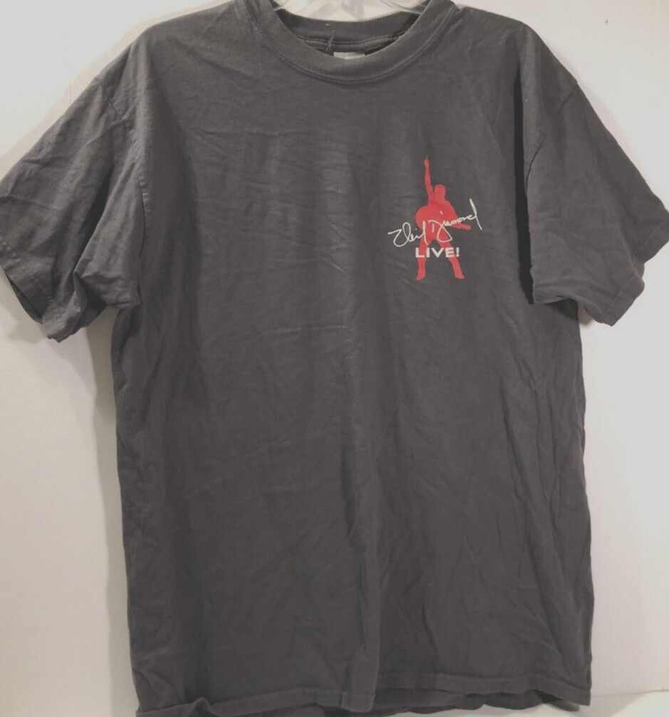 Neil Diamond Live Concert 2001 Vintage Gildan Pop Rock USA Flag Gray T-Shirt L