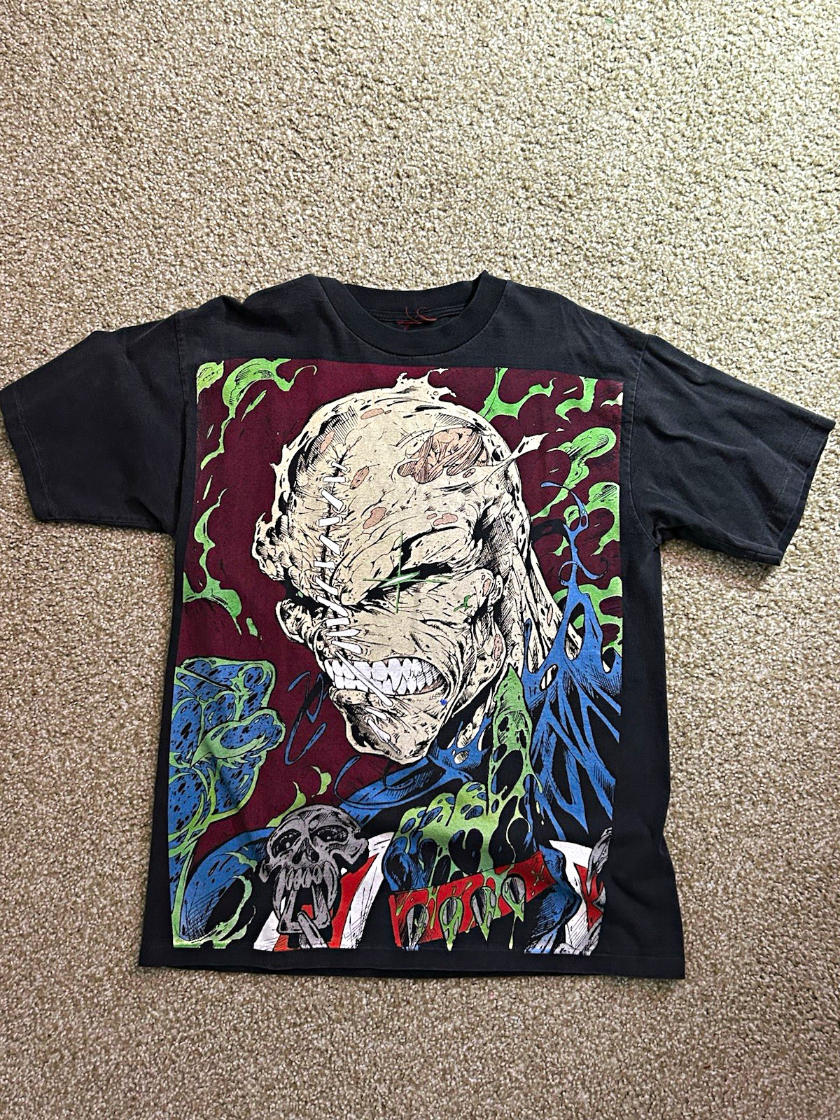 Spawn Rare Jumbo Print Tee Single Stitch Comic All Over Print 21×28 Faded Black