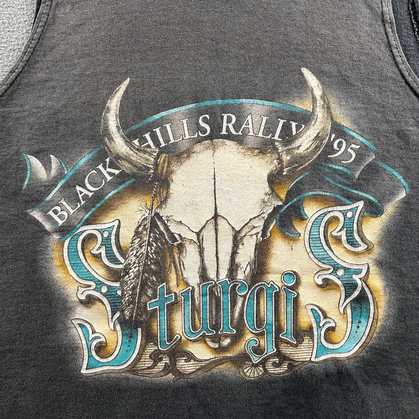 Vintage 3D Emblem Wolf Tank Top Mens Large Black Faded Sleeveless Biker Sturgis