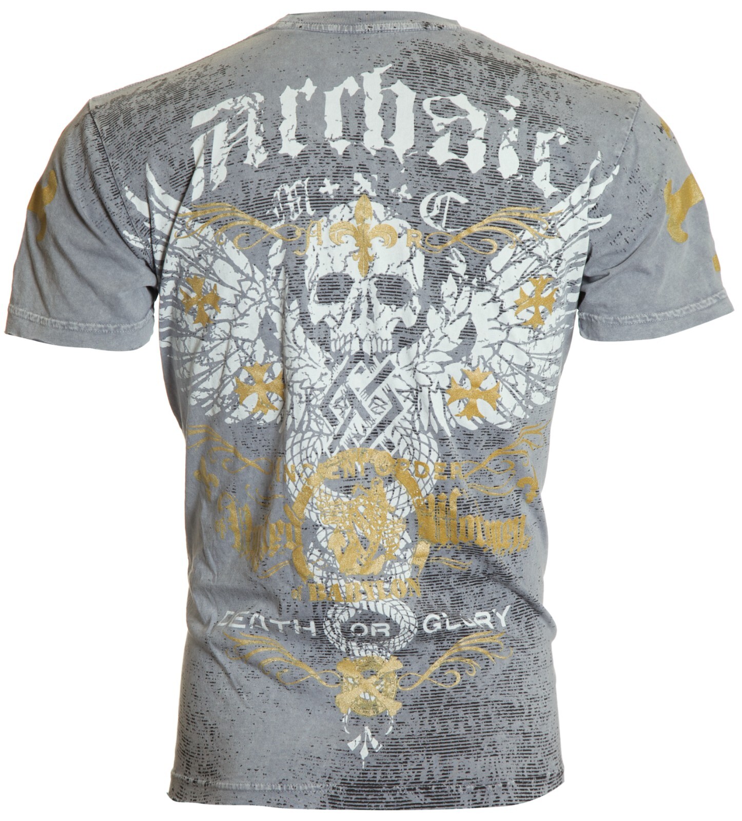 ARCHAIC by AFFLICTION Silver TRAMP Short Sleeve Slim Fit Y2K T-shirt 3XL 4XL NWT