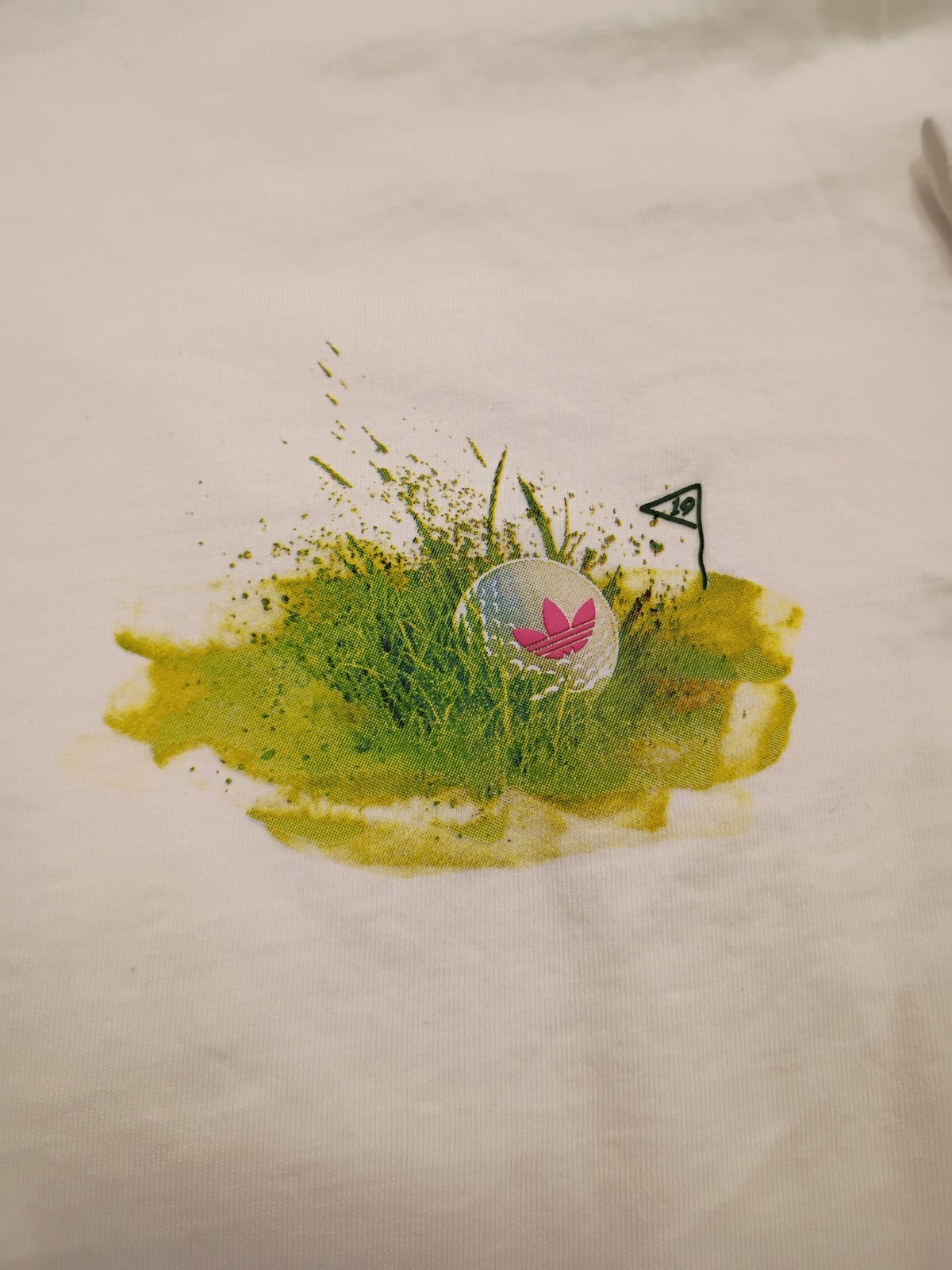 adidas Originals Leisure League back print T-shirt in white Size Medium
