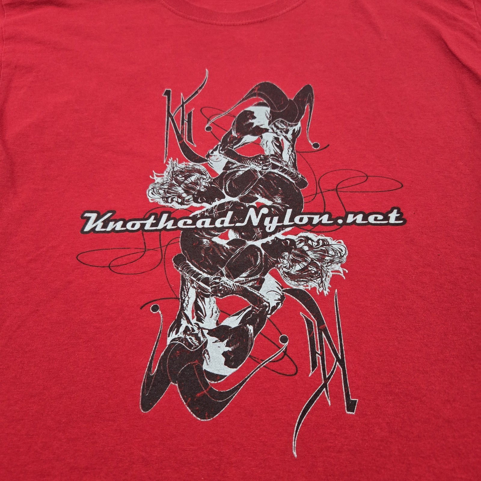 Size M/L Knothead Nylon T-Shirt Red Berry Nize Jester Rope Bondage Graphic Tee