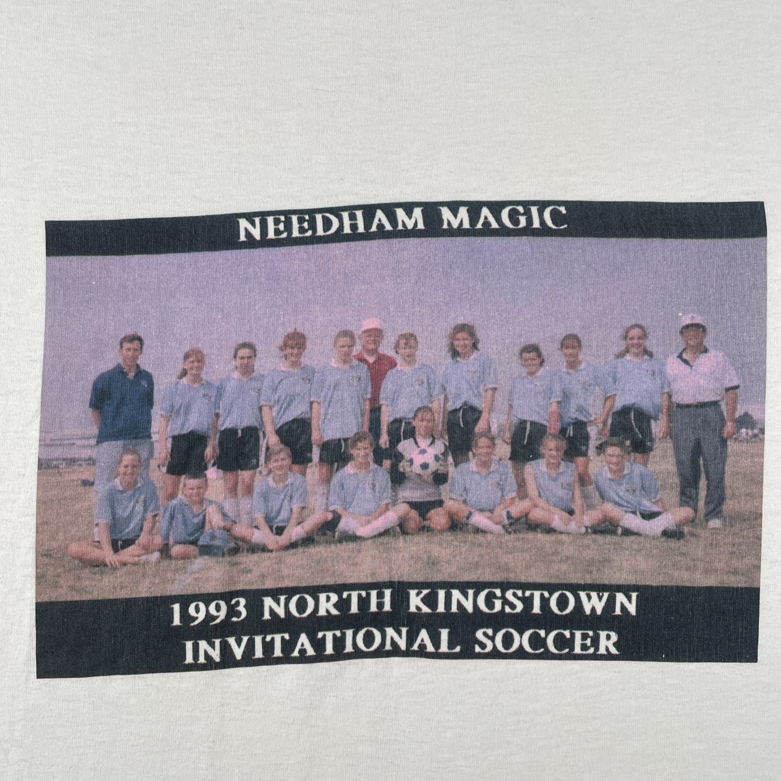 Vtg Hanes XL White T Shirt 1993 North Kingstown Soccer Invitational Made In USA