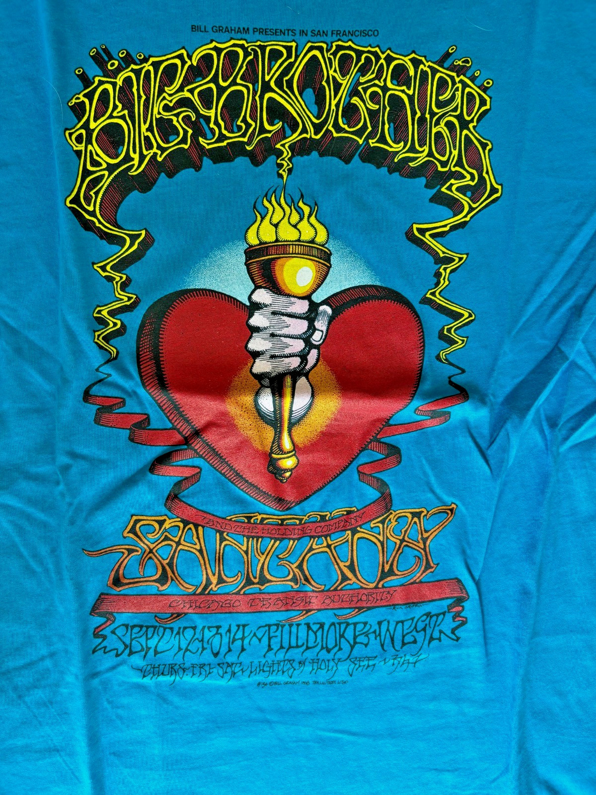 Rick Griffin Santana Janis Joplin Heart Torch Fillmore Poster Shirt BG 136 2XL