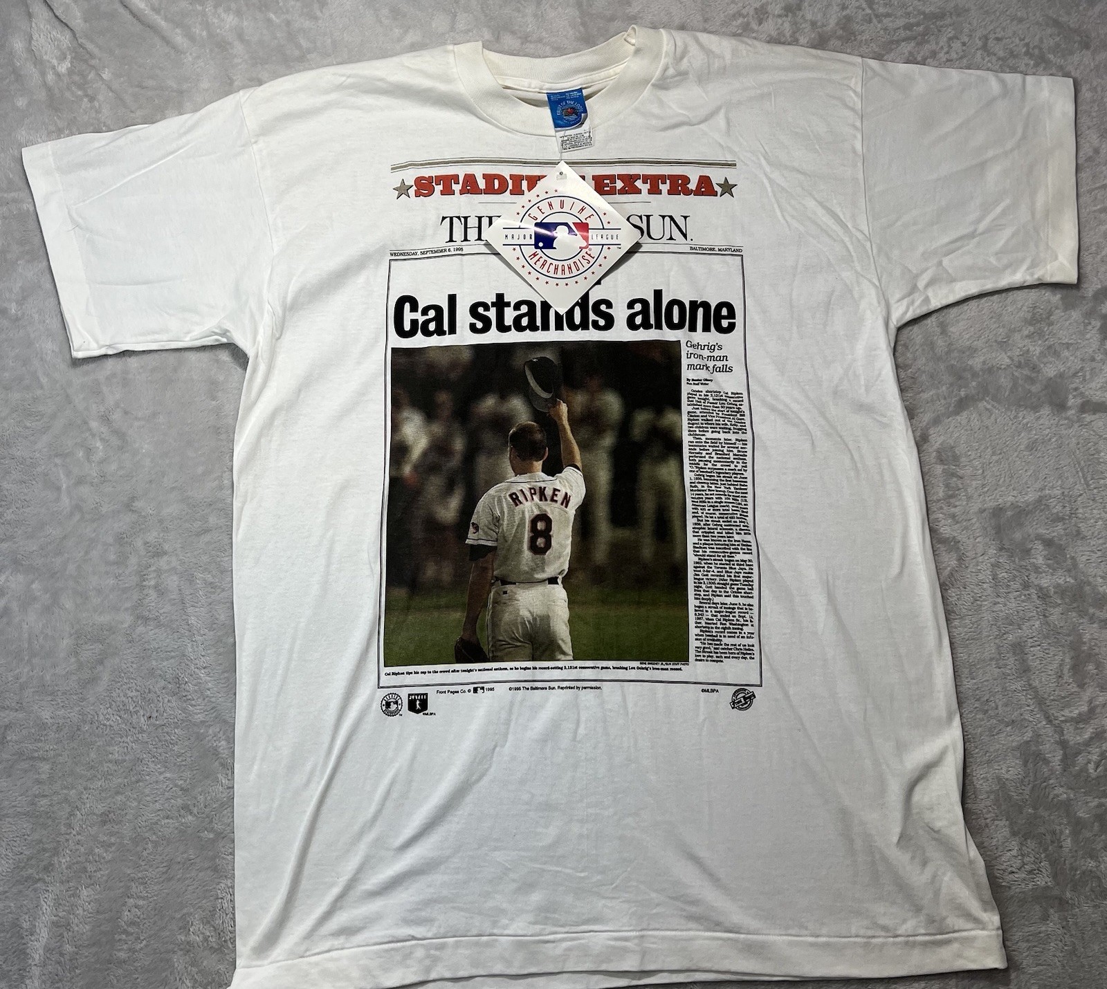 Vintage 90s Cal Ripken Jr Baltimore Orioles MLB T-shirt Size L Single Stitch