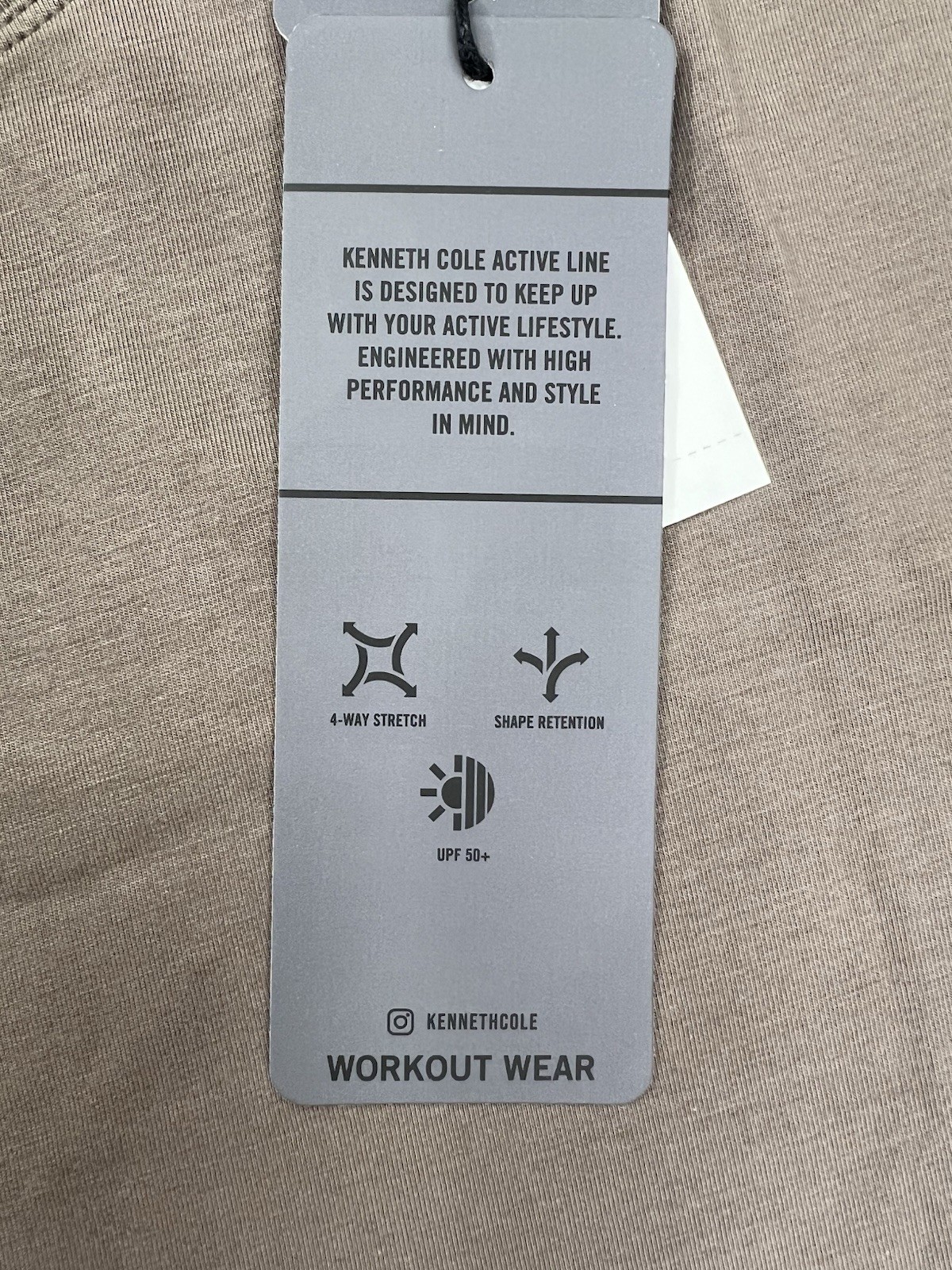 Kenneth Cole Active Tech Crew Neck Short Sleeve T-Shirt UPF 50+ Cocoa Dust Sz L