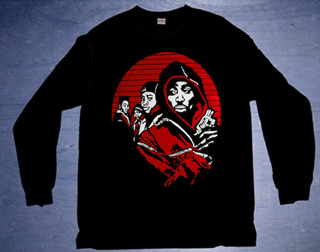 New Long Sleeve Black Red White Juice crewneck t-shirt hip hop rap grahic tee