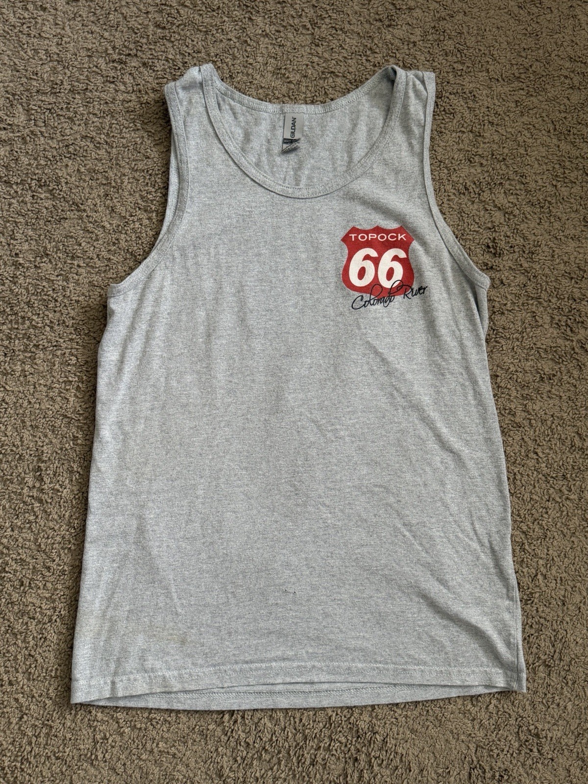 Vintage Topcok Route 66 Gildan Heavy Cotton Gray Funny Graphic Men’s Tank Top M