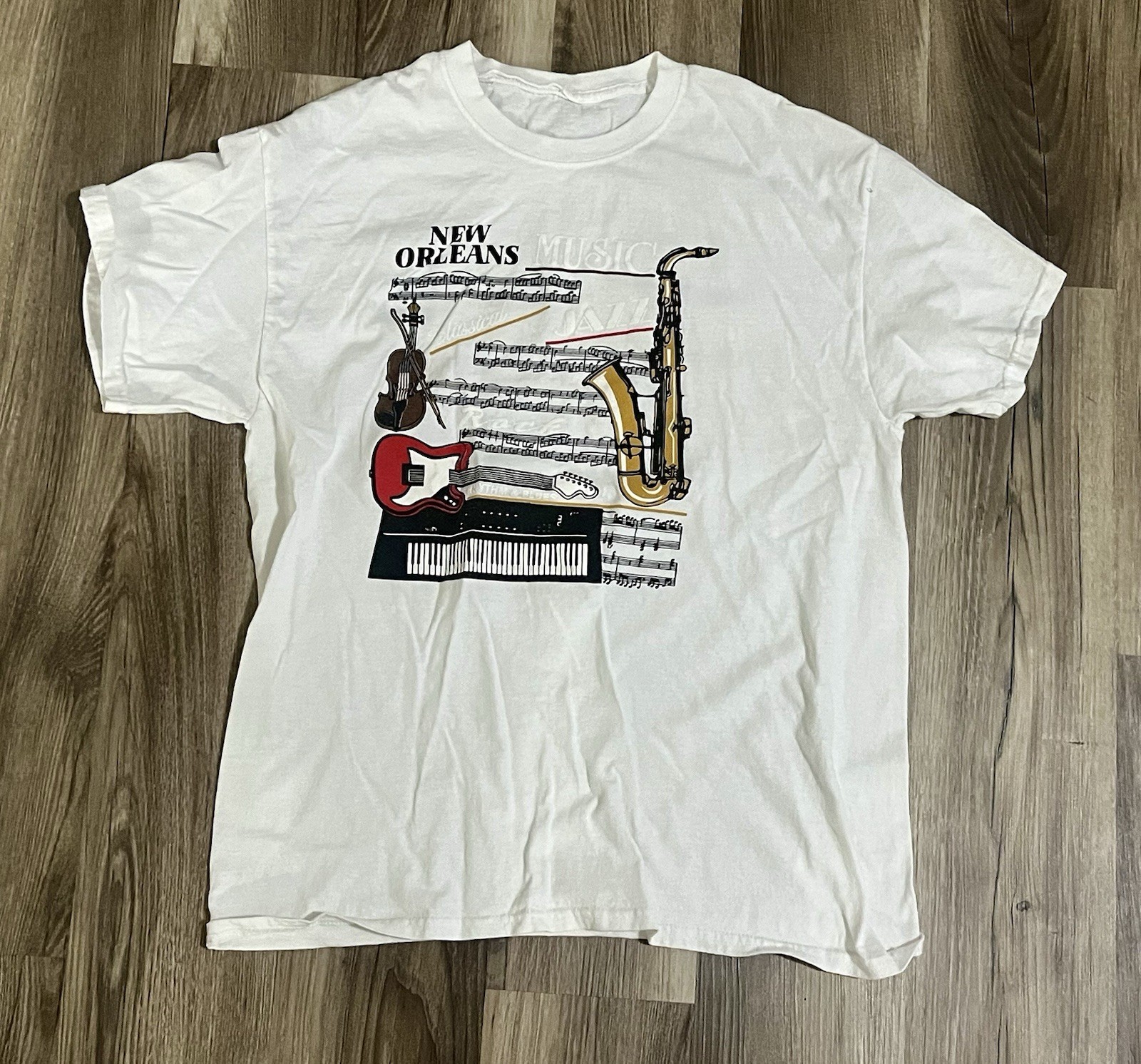 Vintage New Orleans Jazz Music Tourist T Shirt White Size Maybe Large