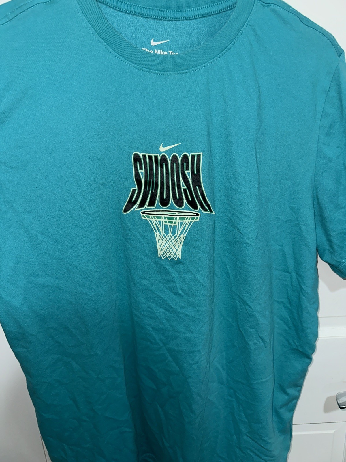 Nike Basketball T-Shirt Men Large Turquoise Dri-FIT Graphic HJ3466-345