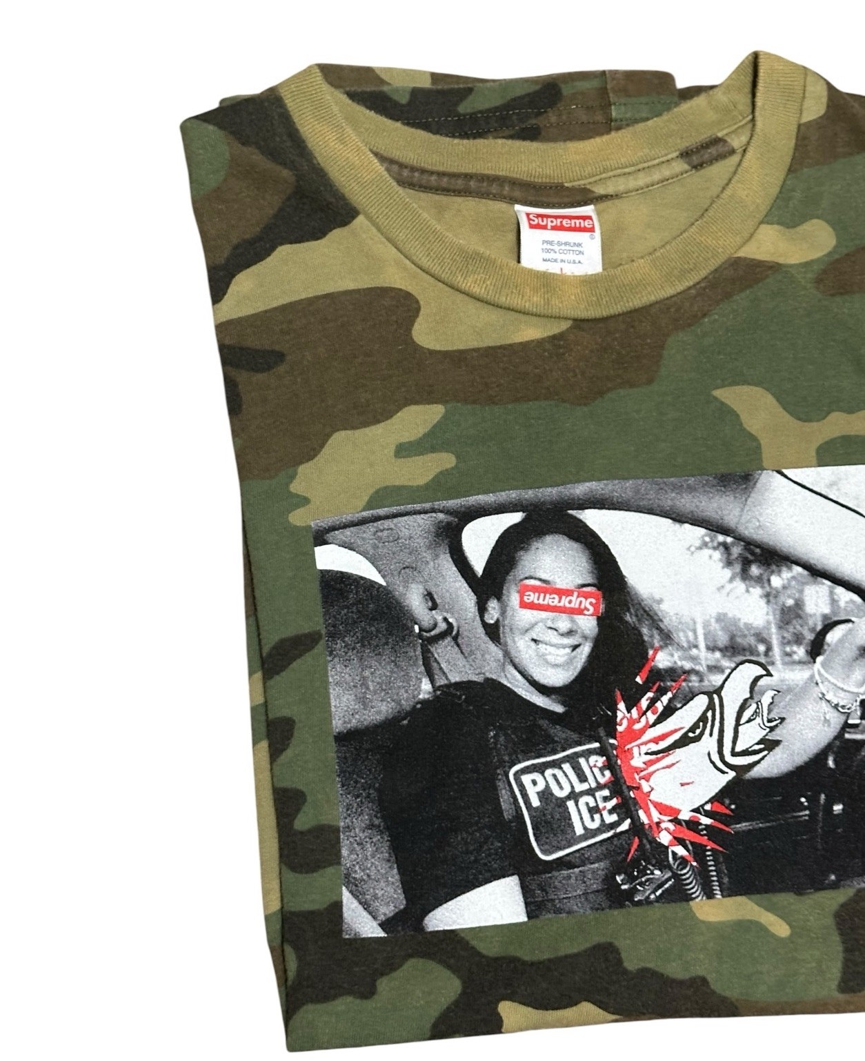 Supreme Camo T Shirt Large Police ICE Atmosphere Urine Skateboards Large