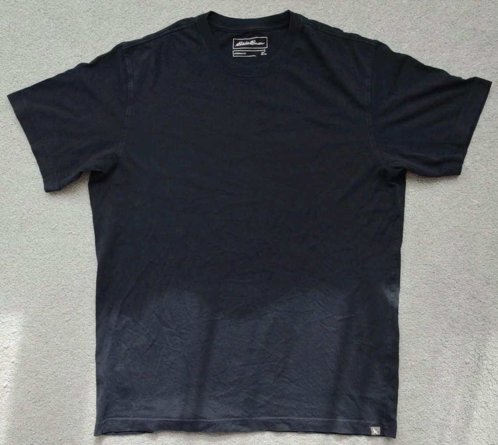 Eddie Bauer Mens Legend Wash Black 100% Cotton T-shirt Pit 23″ Length 29.5″