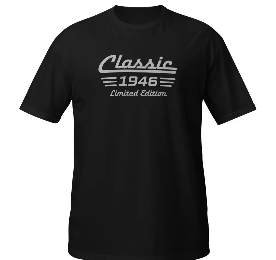 80th Birthday Shirt Born in 1946, Classic Car Limited Edition Cotton Tee for Men