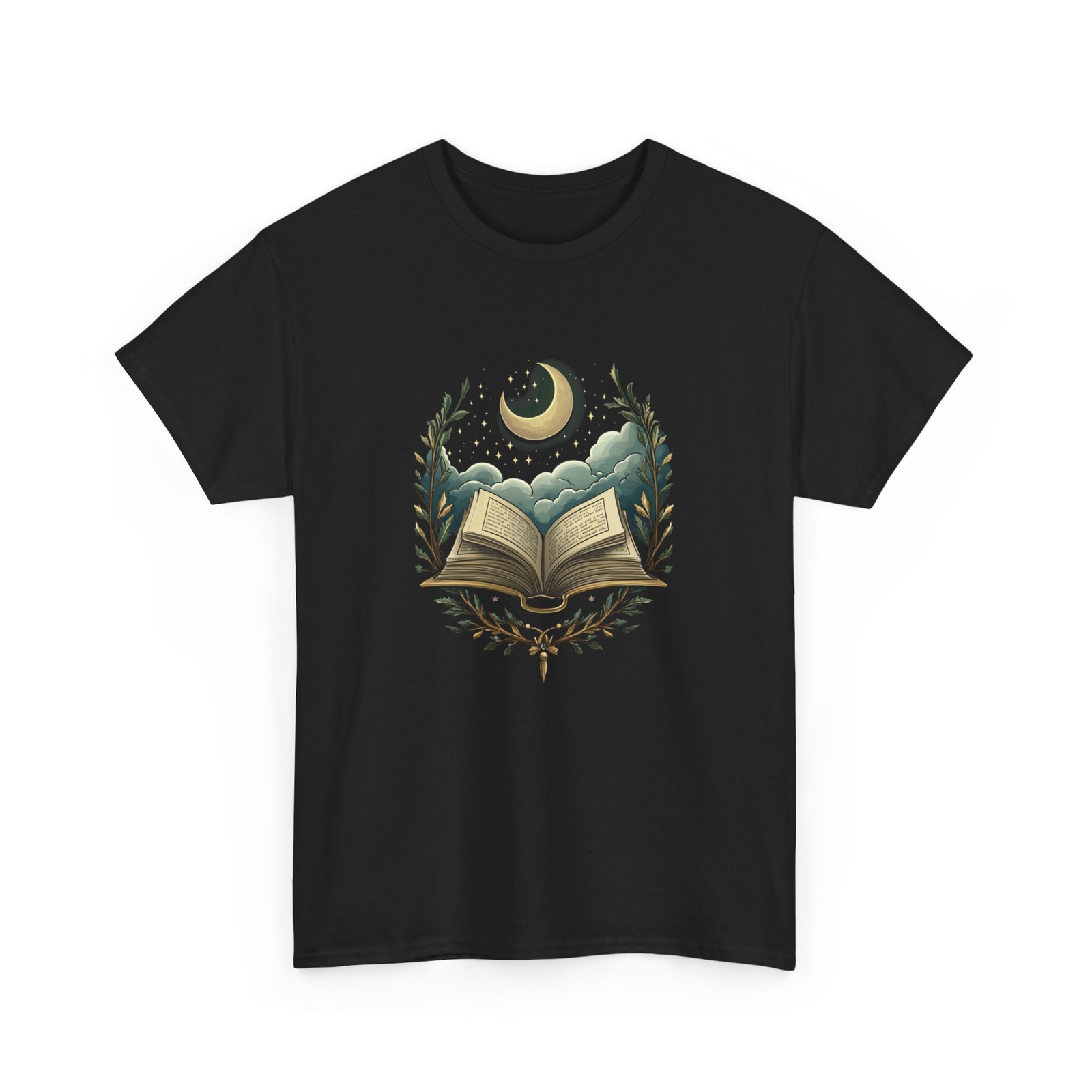 Book T-Shirt | Funny Reading Shirt | Mystical Book Boho Moon Leaf Shirt
