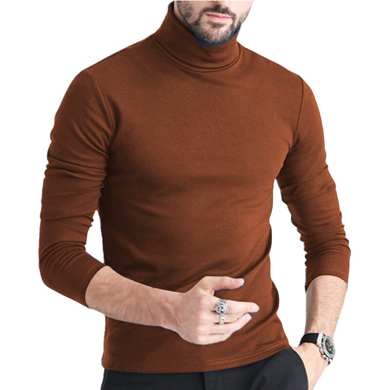 Mens Turtleneck Pullover Long Sleeve Jumper Top Warm Casual Slim T-Shirt Thermal