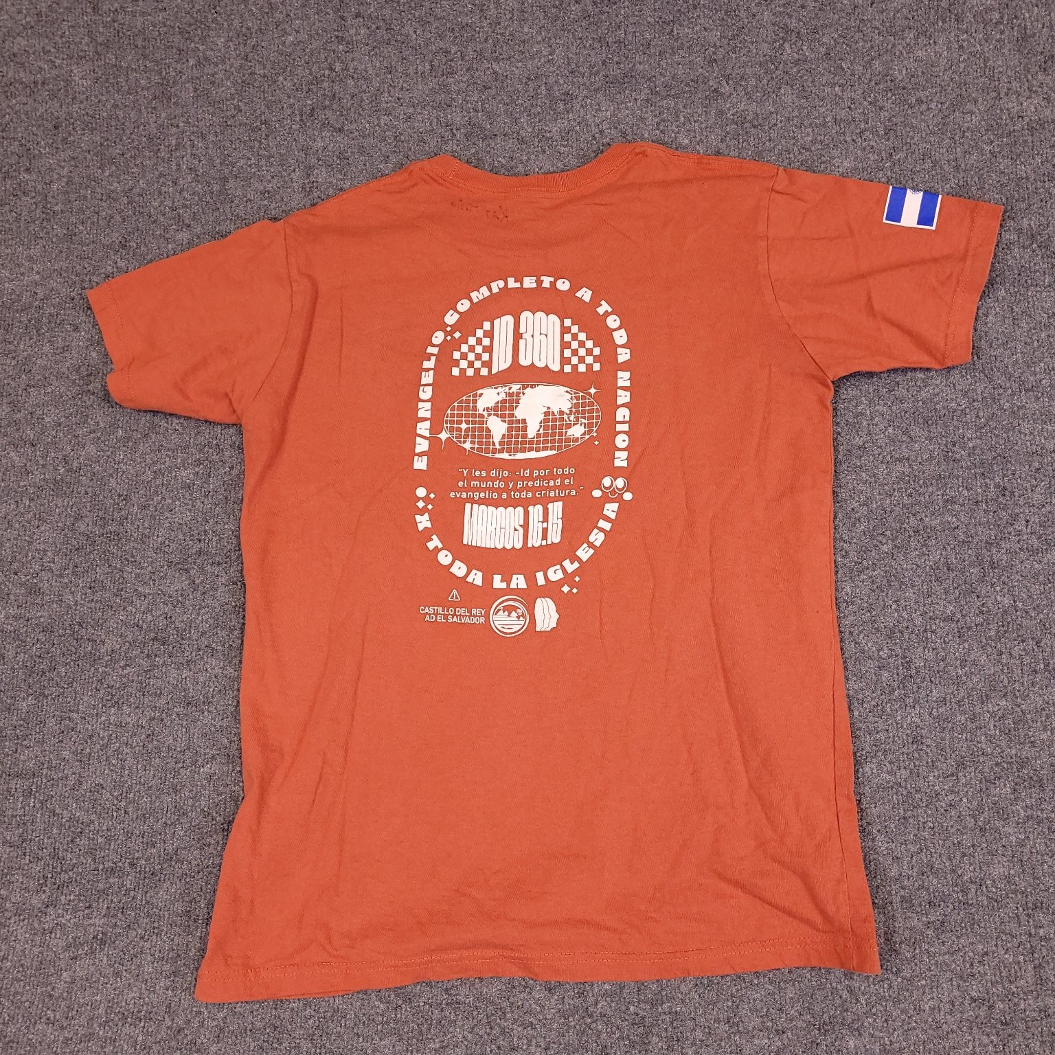 Castillo Del Rey El Salvador T Shirt Mens Medium Orange Graphic Tourist Cotton