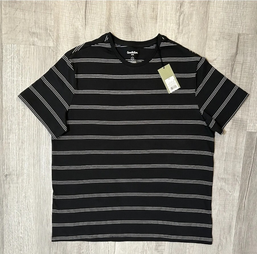 Goodfellow & Co Mens Standard Fit Short Sleeve T-Shirt, Charcoal Stripe Size XL