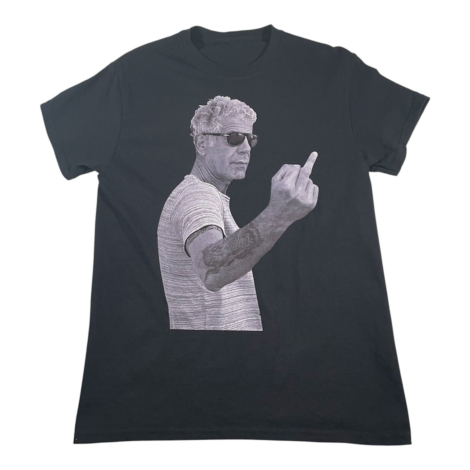 Anthony Bourdain T Shirt Fits S Graphic Print Middle Finger Chef TV Preowned