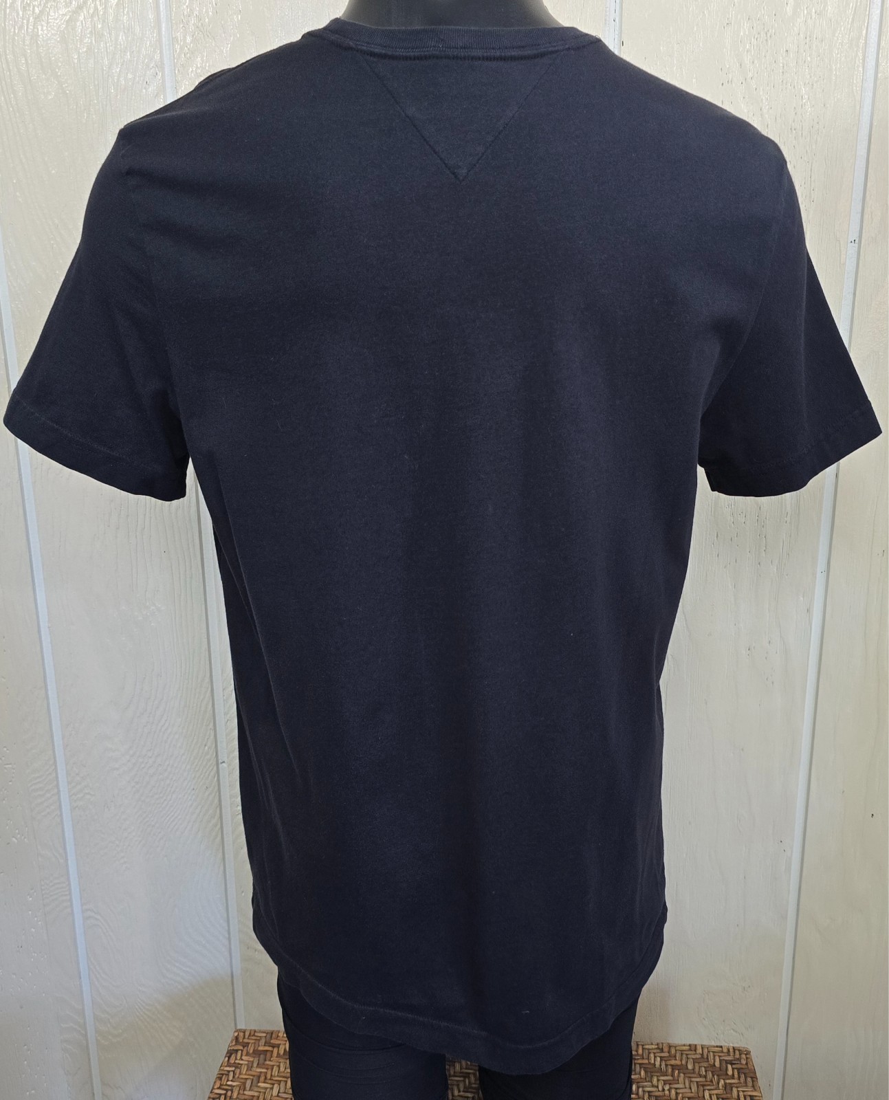 Tommy Hilfiger T-Shirt Mens Sz L Blue Short Sleeve Signature Stripe Logo
