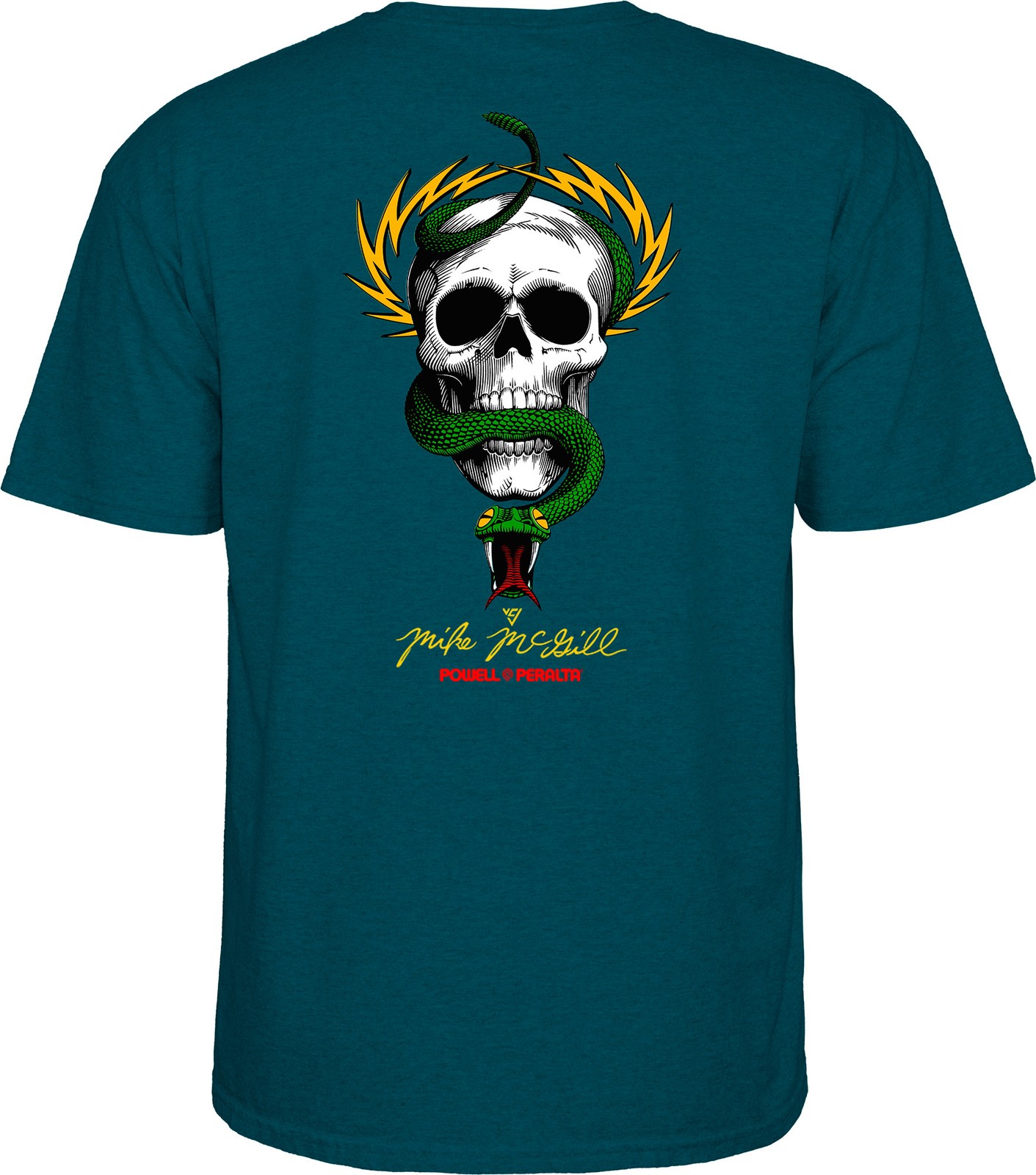 Powell Peralta Mike McGill SKULL AND SNAKE Skateboard T Shirt MIDNIGHT TEAL