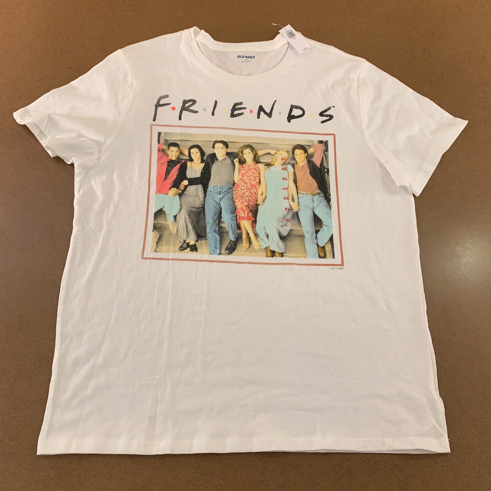 Old navy Mens Size XL White Cotton Friends Graphic Short Sleeve T-Shirt NWT
