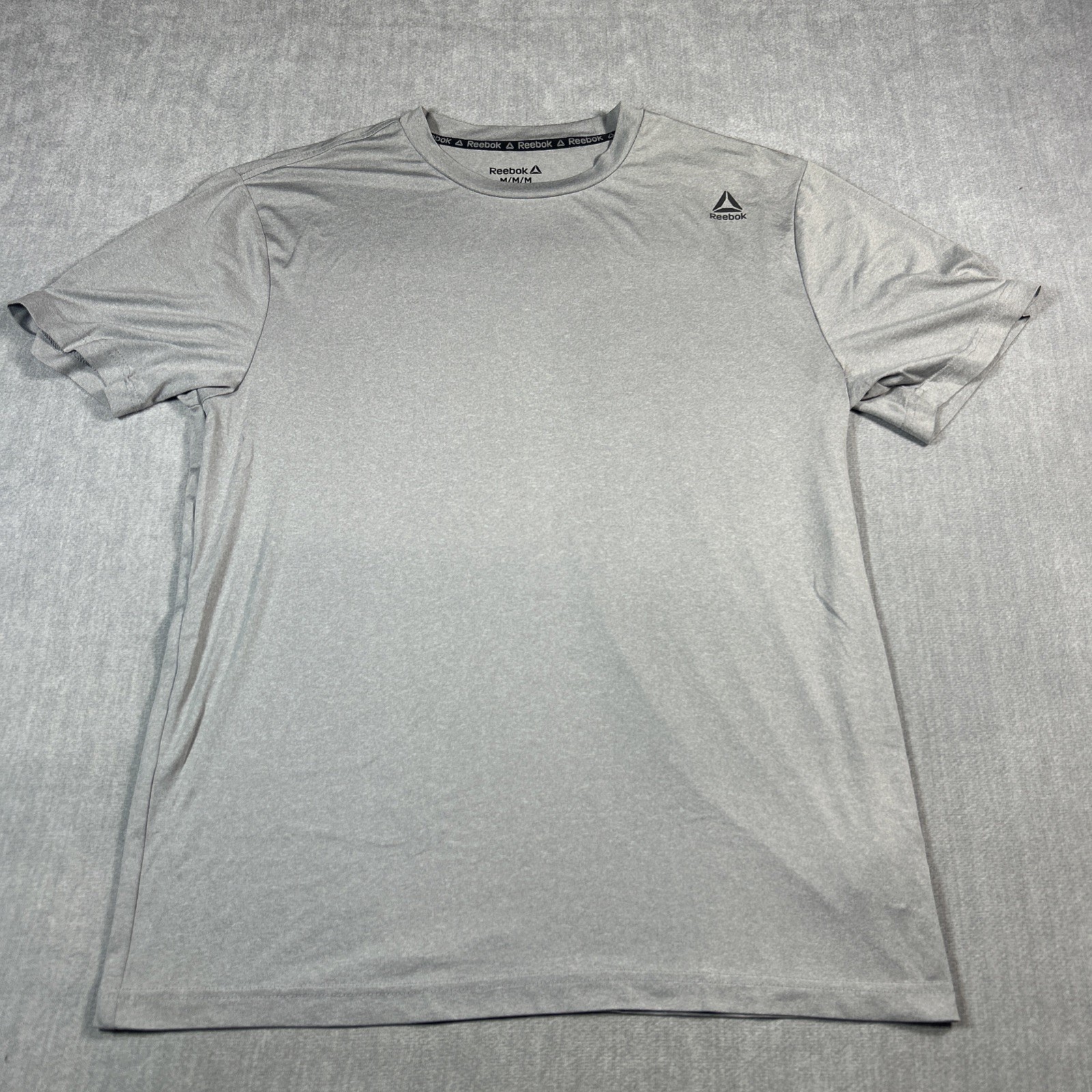 Reebok Mens Polyester Stretch T-shirt Work out Gym Medium Sport Tee Gray