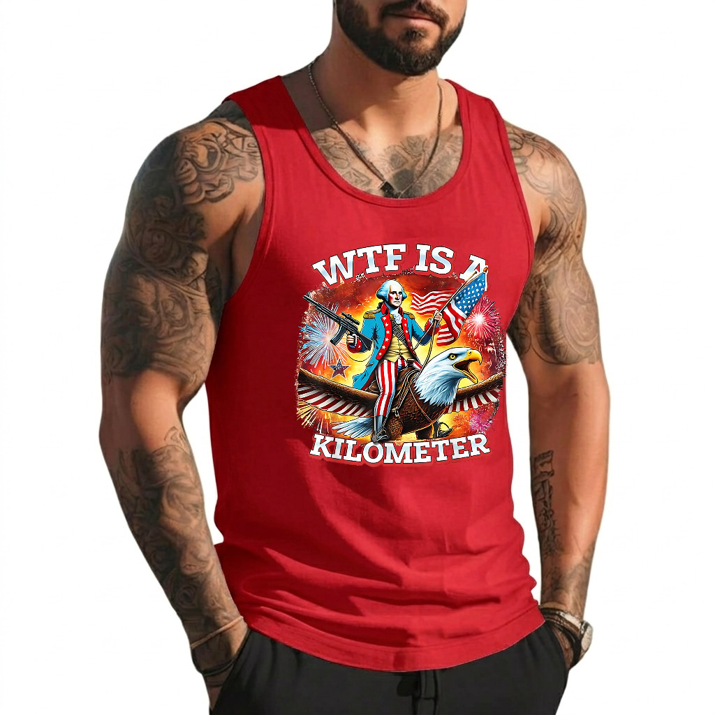 Retro WTF is A Kilometer Funny Patriotic American Freedom Tank Top