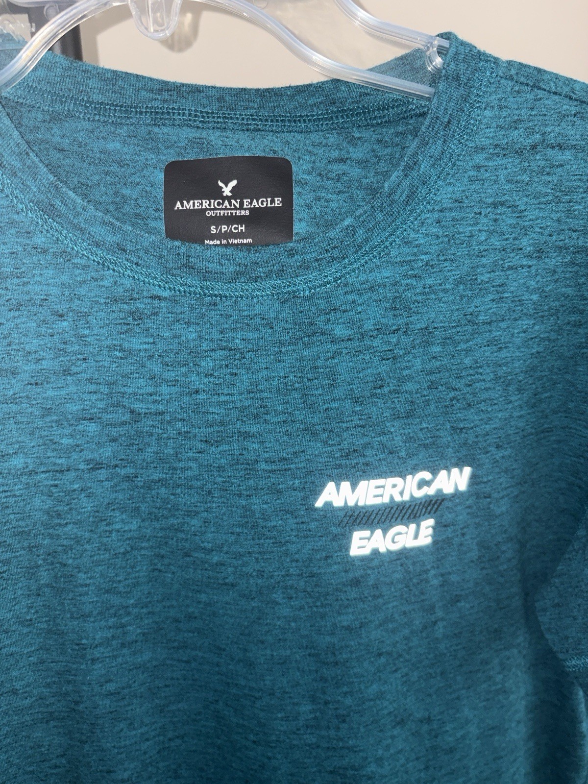American Eagle Outfitters Men’s Teal Logo Crew Neck Short Sleeve Knit T-Shirt S