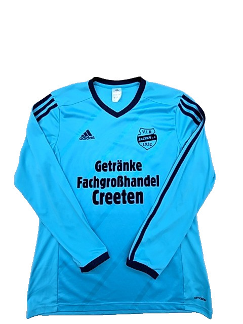 Adidas Soccer Jersey Mens Light Blue Size L Long Sleeve Striped Athletic