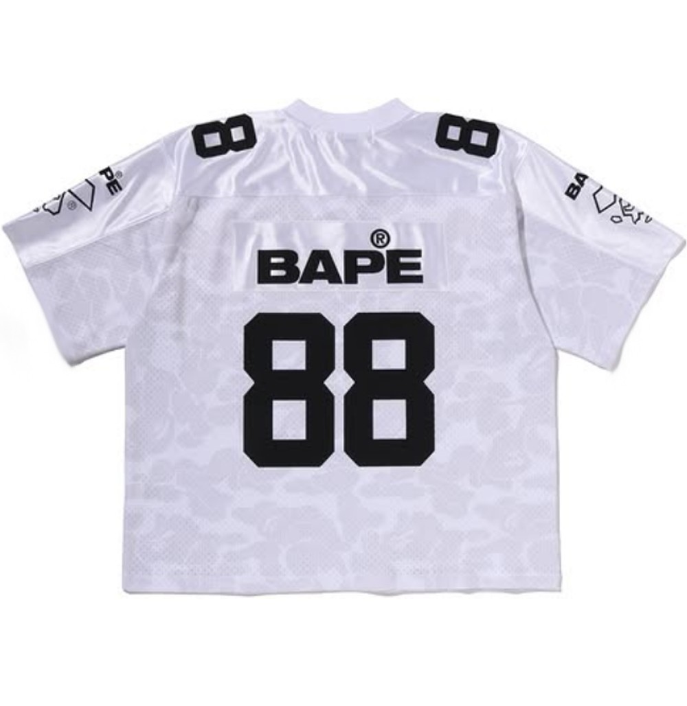 A BATHING APE Men’s SOLID CAMO MULTI LOGO RELAXED FIT FOOTBALL JERSEY TEE rz