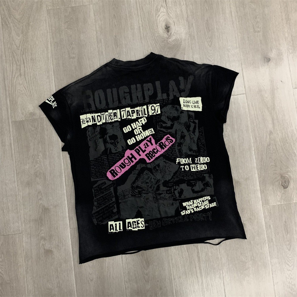 RoughPlay Beaded Washed Vintage Sleeveless T-Shirt