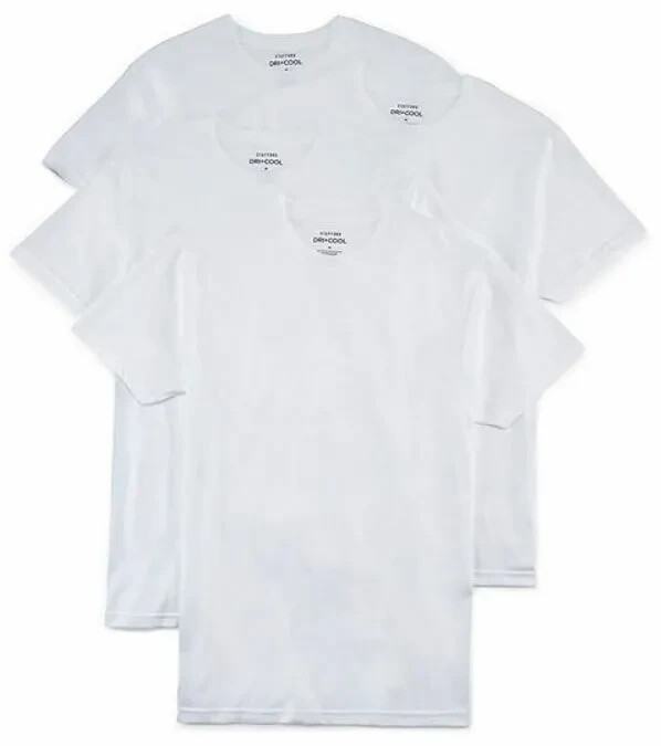 Stafford 4-Pk Men’s Ultra Soft 100% Cotton Crew Neck T-Shirt White (Medium)