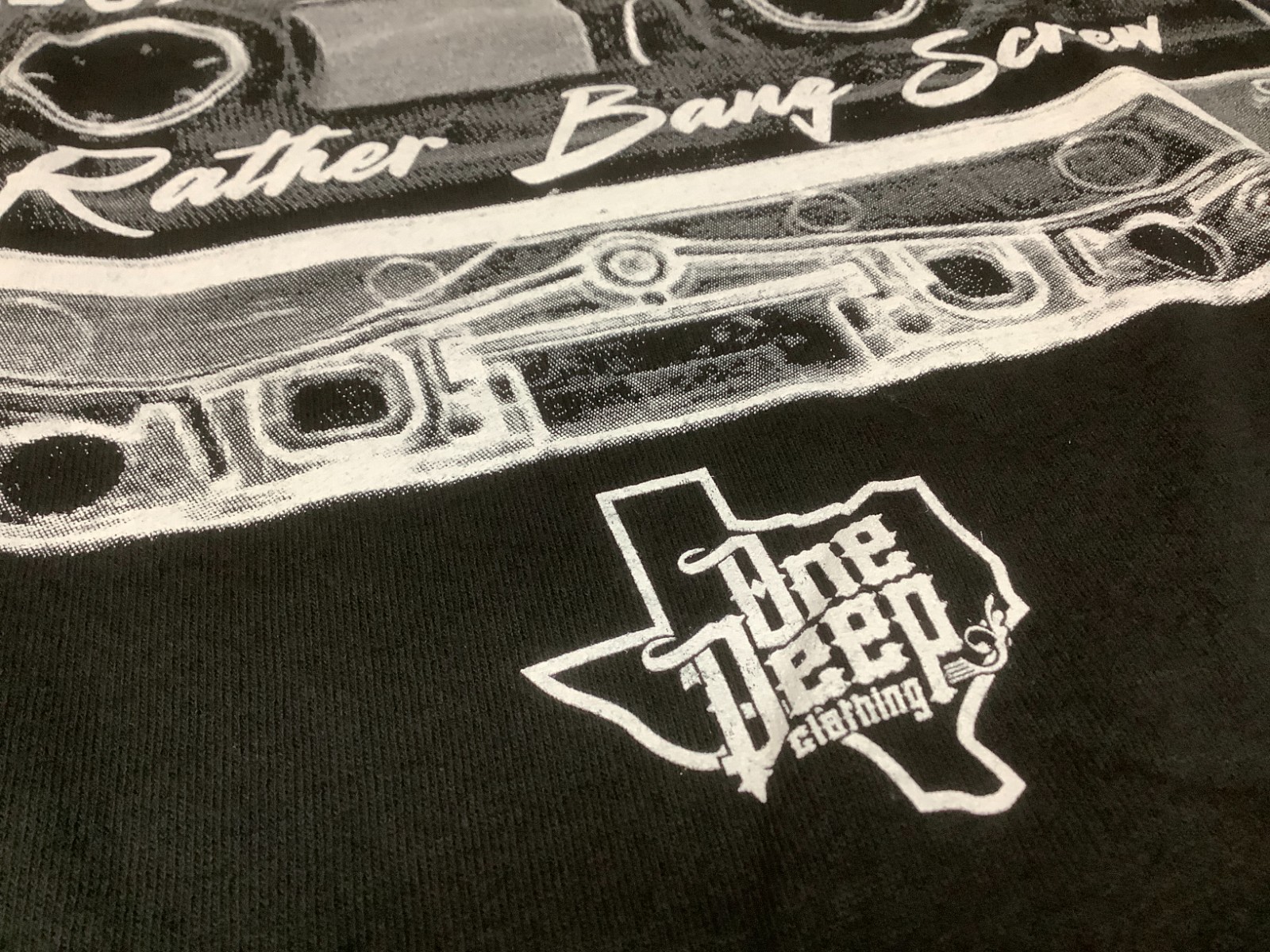 Of Course Texas Rather Bang Screw Black Shirt Large-5XL One Deep Piranha Records