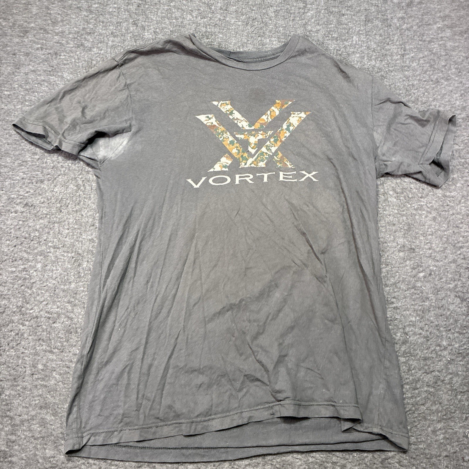 Vortex Optics Graphic T-Shirt Mens Medium Gray Camo Logo Distressed