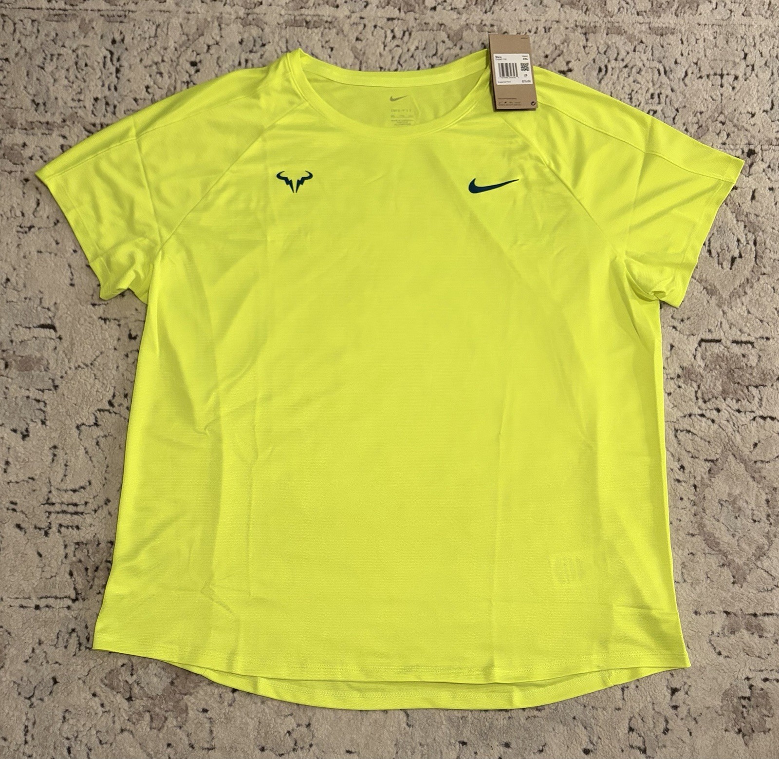 Nike Rafa Nadal Dri-Fit Challenger DV2887-702 Tennis Volt Shirt Top Men’s Sz XXL