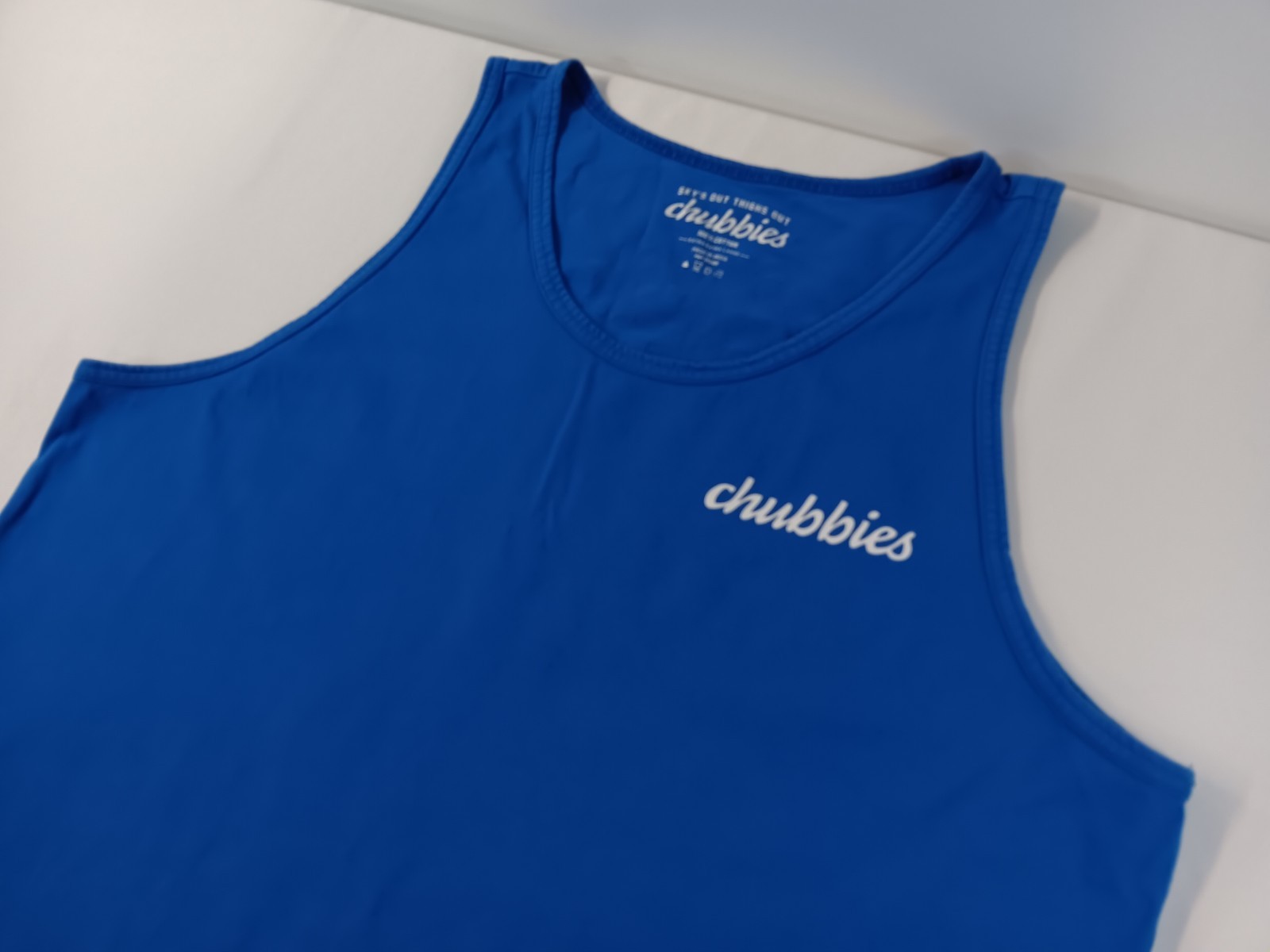 Chubbies Mens XXL Skys Out Thighs Out Blue Soto Tank Top Graphic Tee Sleeveless